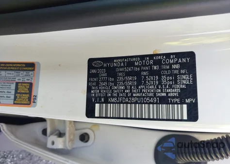 2023 Hyundai Tucson Limited z USA, uszkodzony, nr VIN KM8JFDA28PU105491